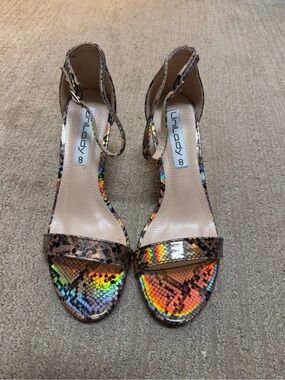 Unilady brand Multicolor Snake-Print Ankle Strap Sandals - Multicolor